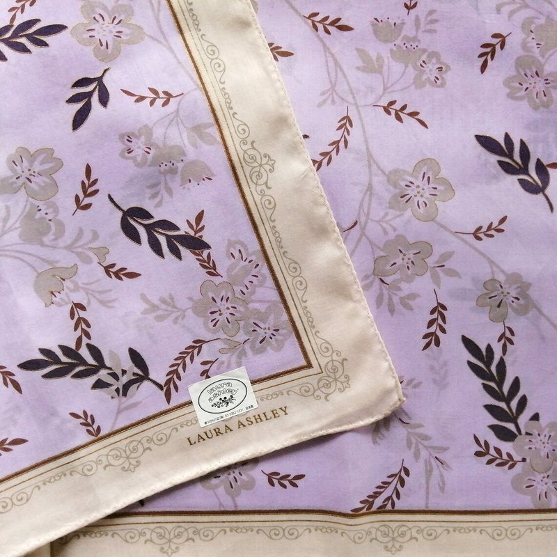 Laura Ashley 復古手帕 19.5 x 19 英寸 - 絲巾 - 棉．麻 藍色