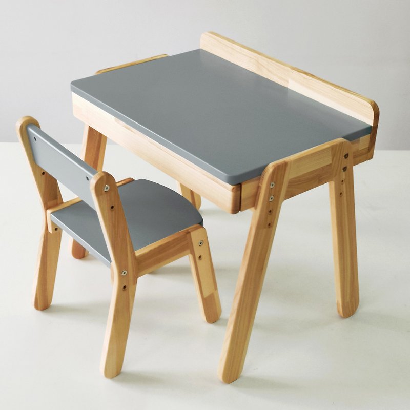 木製の子供用机と椅子幼児用テーブルと椅子セットモンテッソーリ家具 - キッズ家具 - 木製 グレー