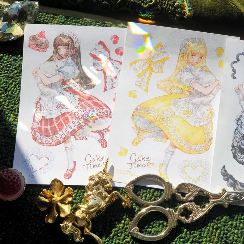 Cake Time mini cat and girl Sticker - 貼紙 - 紙 