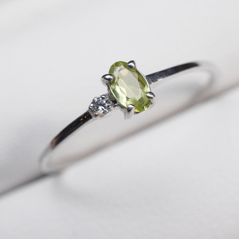 Peridot White topaz twin ring #minimsignature R497 - 戒指 - 純銀 