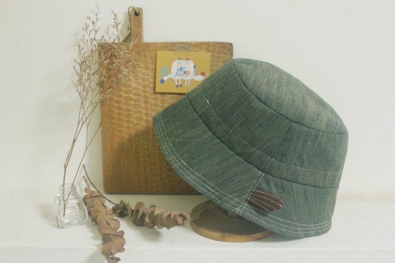 Small fin bucket hat/corrugated military green/adjustable size - Hats & Caps - Cotton & Hemp Green