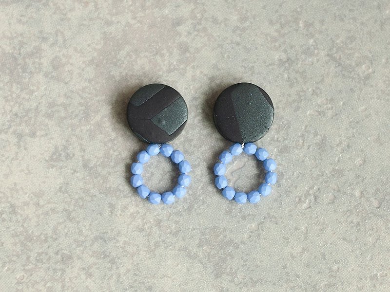 1点のみ/小さな輪っかピアス/イヤリング - 耳環/耳夾 - 黏土 藍色