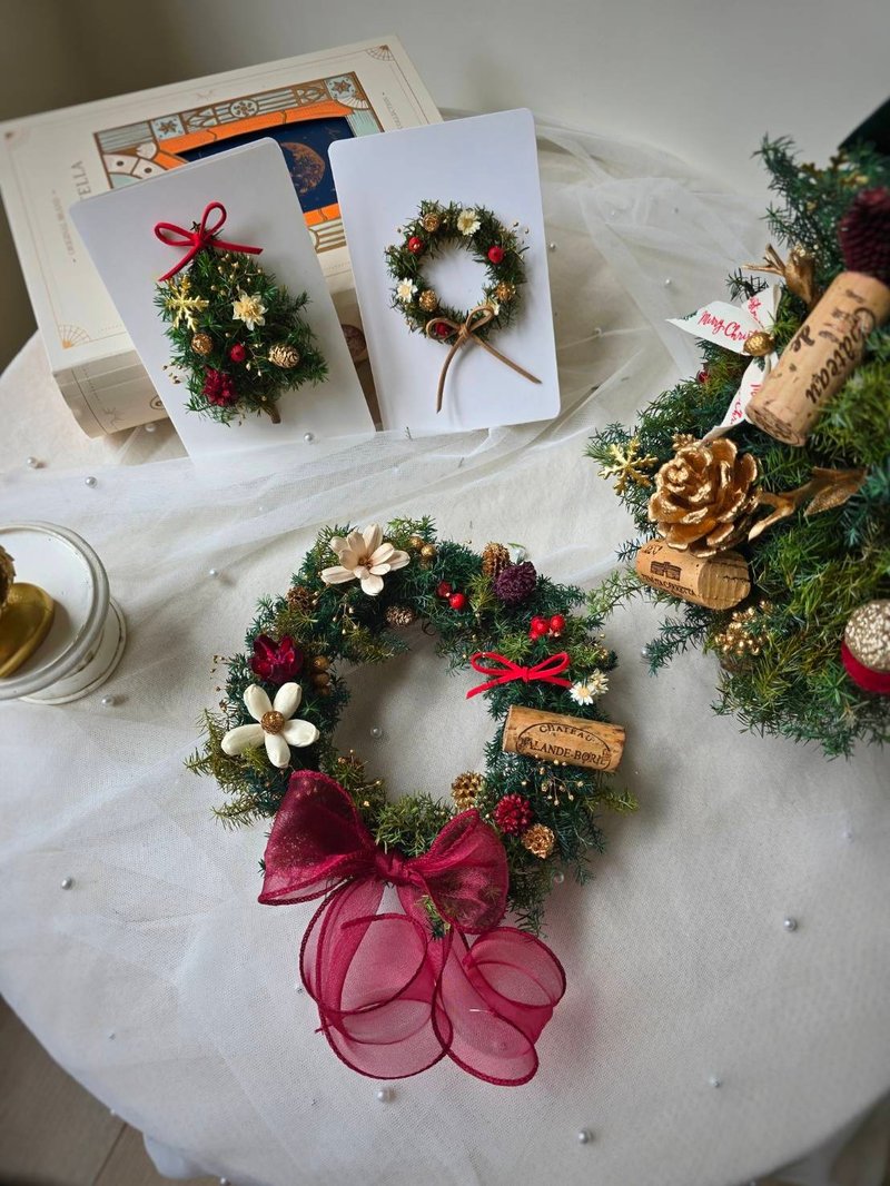 【Christmas Gift Exchange Recommendation】Preserved Cedar Mini Wreath - For a Dried Floral Style, Festive Home Decor - Dried Flowers & Bouquets - Plants & Flowers 