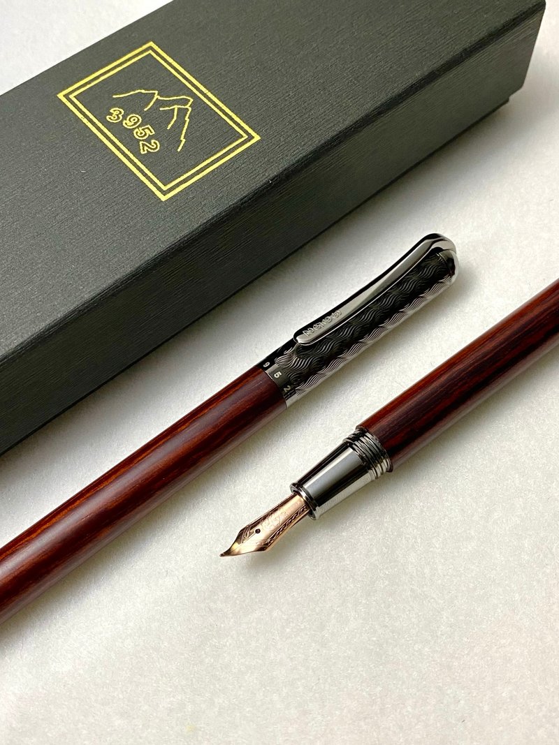 3952 Old Goat-噍哖 Rosewood Rose Rose Gold Calligraphy Steel Tip Pen - Fountain Pens - Other Materials 