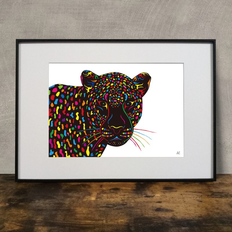 Sophisticated  Leopard Art: Stylish Blend of Primary Colors - Posters - Paper Multicolor