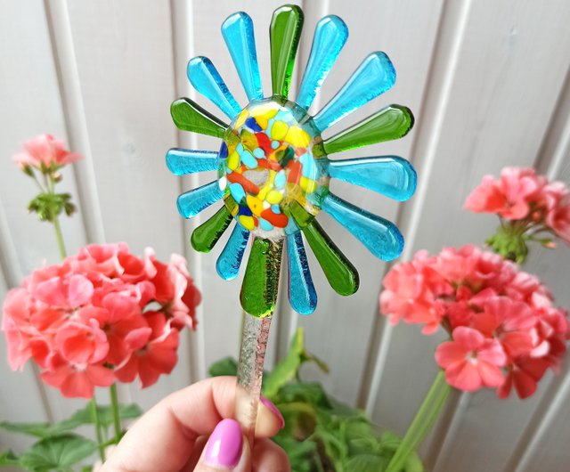 Fused Glass Flower Garden Stakes