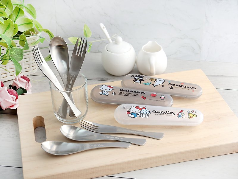 【SANRIO Sanrio】 Stainless Steel Environmentally Friendly Tableware Soup Fork Set-3 Types (KITTY / Cool Penguin) - Cutlery & Flatware - Stainless Steel 
