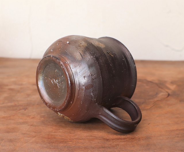 Bizen ware coffee cup (medium) wheel markings, sangiri c6 Bizen ware coffee cup (medium) wheel markings, sangiri c6