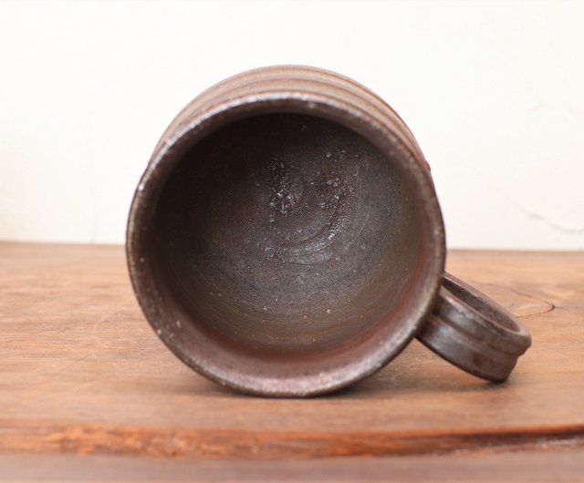 Bizen ware coffee cup (medium) wheel markings, sangiri c6 Bizen ware coffee cup (medium) wheel markings, sangiri c6