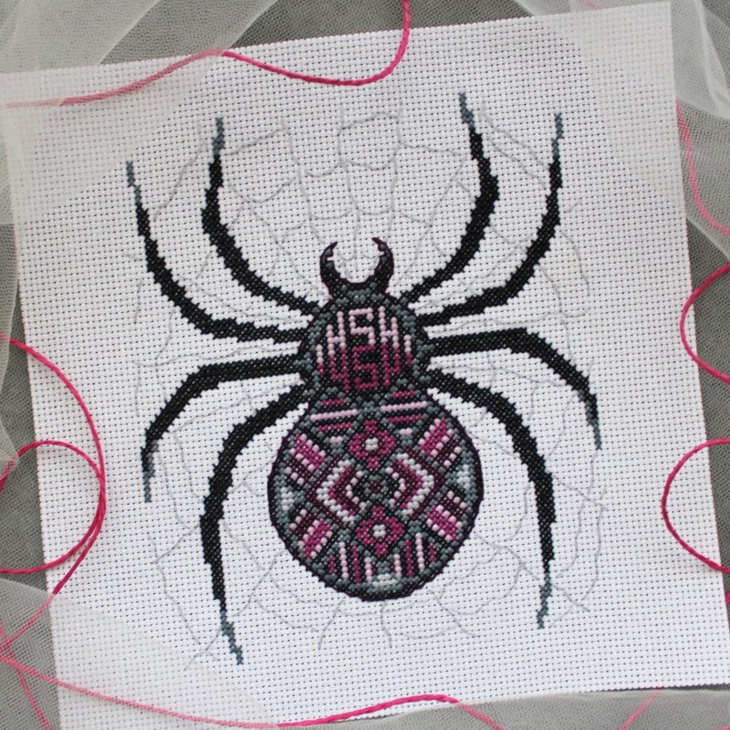 Cross stitch pattern Spider, xstitch chart PDF - 其他數位設計 - 其他材質 