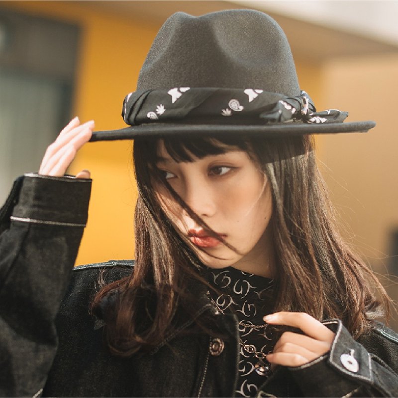 アメーバ紳士帽子 - 帽子 - その他の素材 ブラック