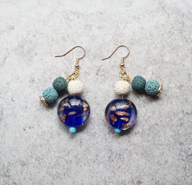 Handmade Lamp work Earrings - Earrings & Clip-ons - Glass Blue