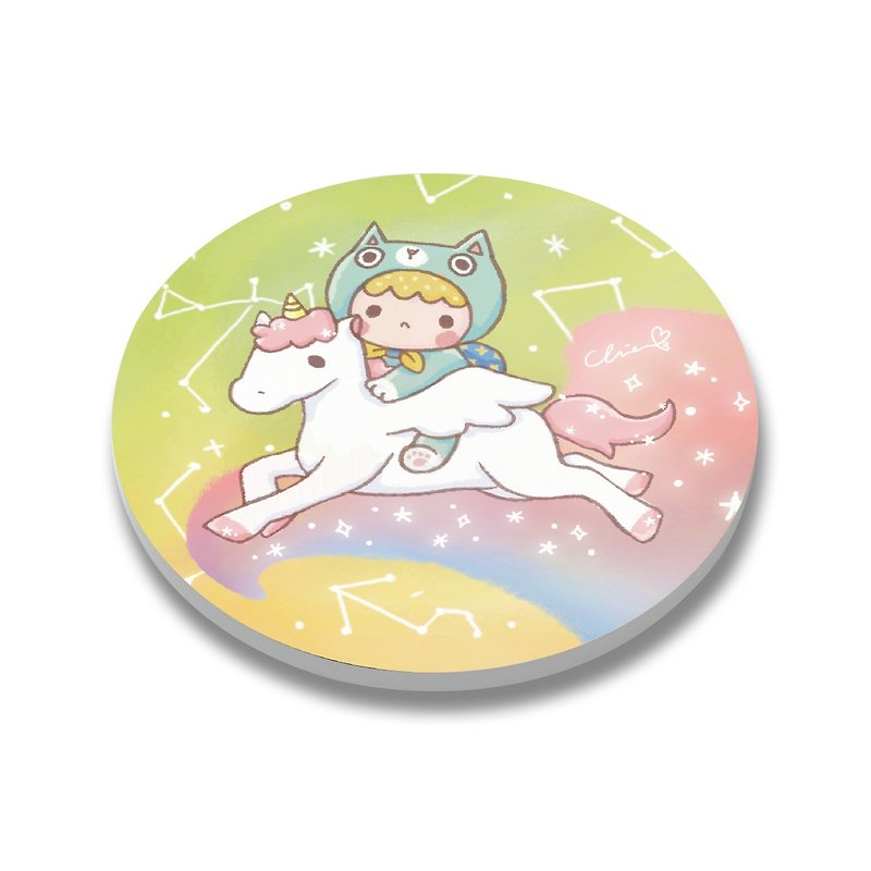 Pegasus Star Cat Star / ChiaBB Ceramic Coaster - Coasters - Porcelain Green