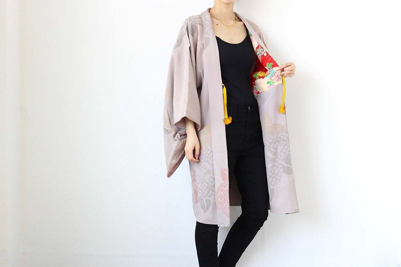 antique Japanese kimono, kimono cardigan, haori, kimono jacket /4195 - Women's Casual & Functional Jackets - Silk Gray
