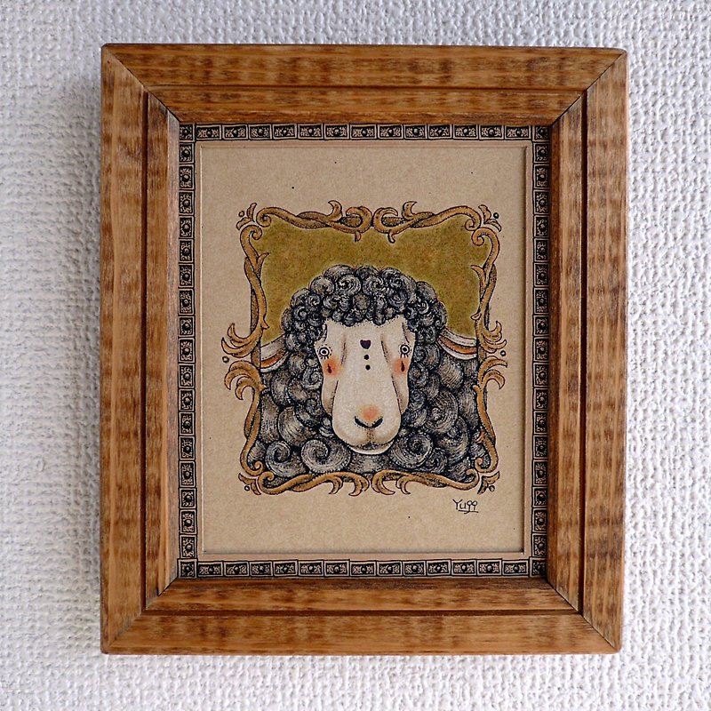 【Framed】 Portrait of a sheep 1 - โปสเตอร์ - กระดาษ สีกากี