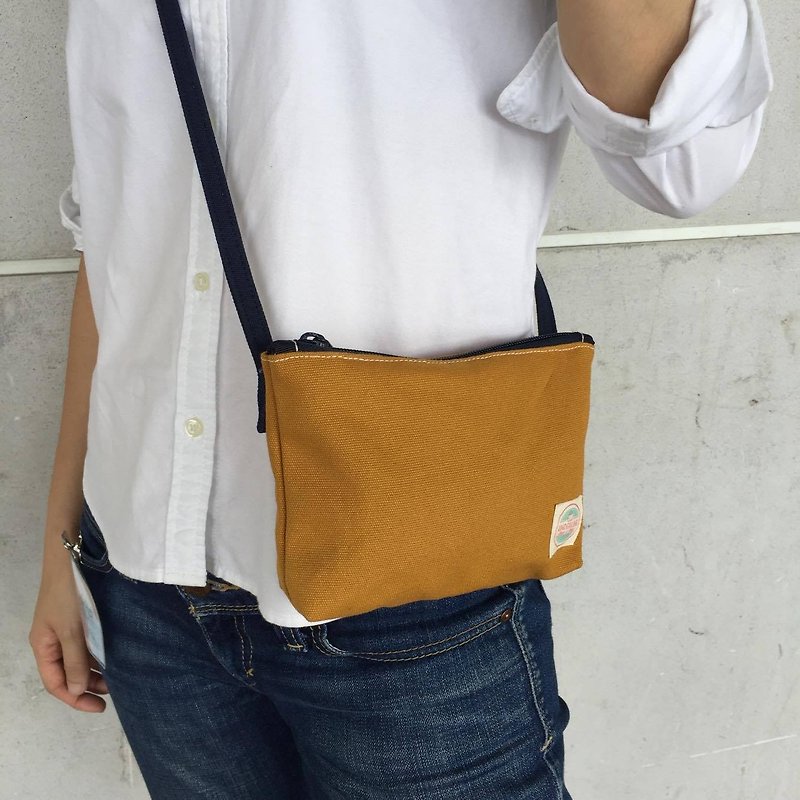 Mini Mustard Shoulder Bag HB01 / handbag / daily use - 側背包/斜孭袋 - 棉．麻 黃色