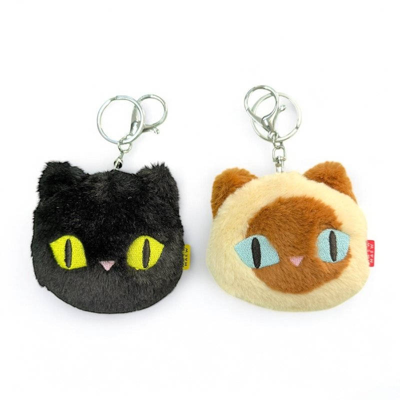 Furry Cat Keychain, Plush Keychain, Siamese Cat (Wichianmat), Black Cat (Konja) - 吊飾/掛飾 - 聚酯纖維 多色