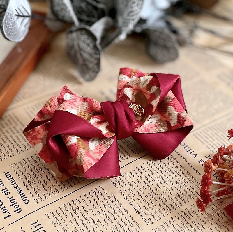Fallen Leaf Red / Double Sided Three-dimensional Bow Banana Clip Large Intestine Circle Hair Tie Shark Clip Ponytail Clip Hair Clip Grasping Clip