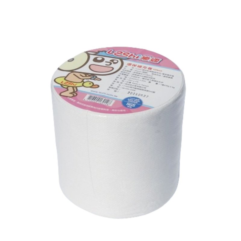 樂適LESHI嬰兒乾濕兩用巾-補充卷100抽/單入 - 圍兜/口水巾 - 棉．麻 白色