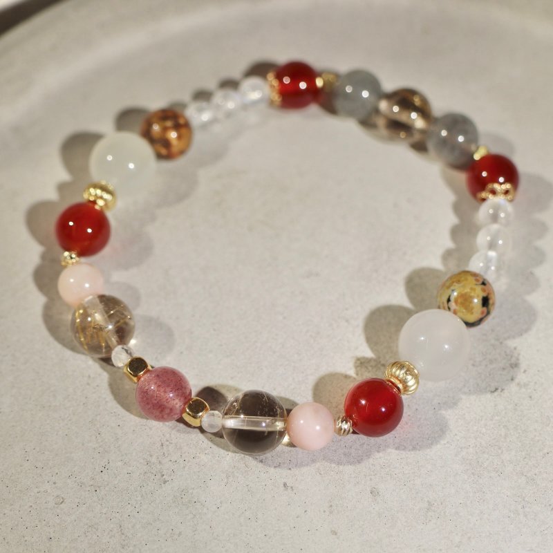 南紅白玉 能量飾品 水晶手飾 提升氣場 天然石 25DK1 - 手鍊/手環 - 玉石 多色