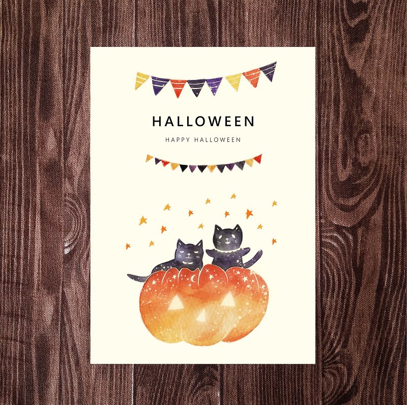 Halloween postcards love pumpkin - การ์ด/โปสการ์ด - กระดาษ สีเหลือง