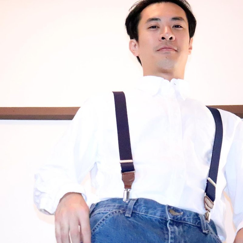 Suspender Double One JPN 30mm width Solid Up to 185cm tall Made in Japan NOMURA - Other - Rubber Blue