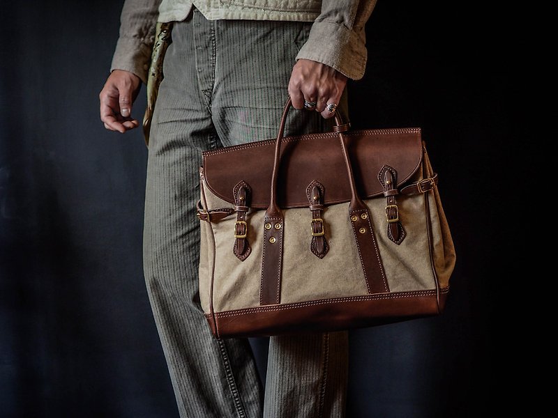 HEYOU Handmade –Well-Dressed Satchel Canvas - Handbags & Totes - Genuine Leather Multicolor