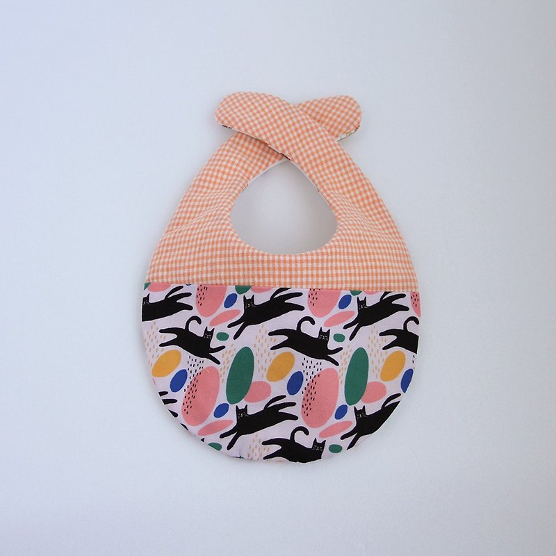 VA. Cloth Handmade/Six Layers Yarn Bib-Pink Little Black Cat - ผ้ากันเปื้อน - ผ้าฝ้าย/ผ้าลินิน สีส้ม