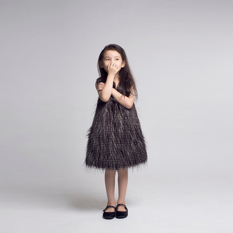 Fur Front Shift Dress / FW2016 - Kids' Dresses - Polyester 