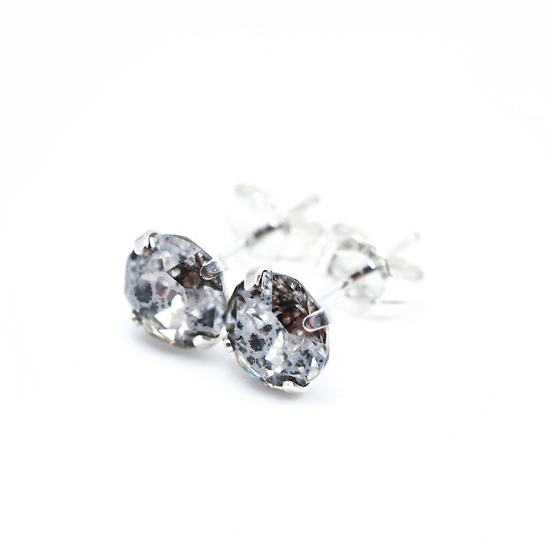 โลหะ ต่างหู สีเงิน - Silver 'Meteorite' Crystal Earrings, Sterling Silver, 6mm Round, 耳釘