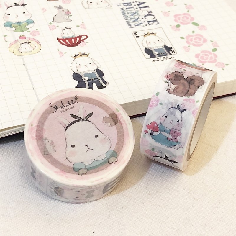 Paper Tape / Big White Rabbit Alice's Adventure 2cm Wide - Washi Tape - Paper 