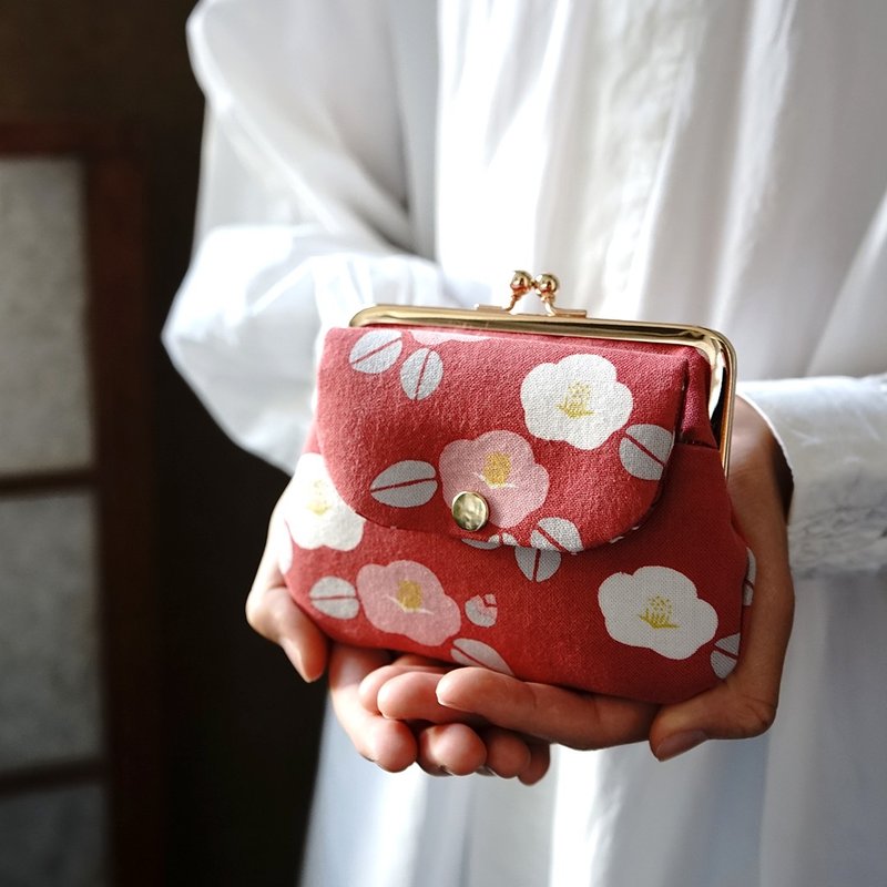 Japanese style creative pocket parent-child kiss lock bag-Suqing pink love - Wallets - Cotton & Hemp 