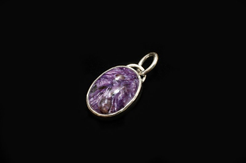 【Series of Crystal】Charoite sterling silver pendant - สร้อยคอ - เครื่องเพชรพลอย สีม่วง