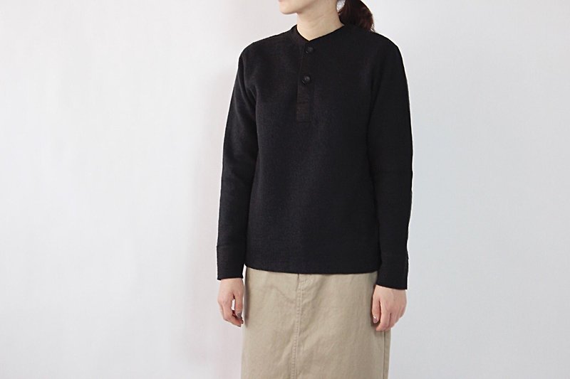 Wool cotton binding Henry Tops / BK - เสื้อผู้หญิง - วัสดุอื่นๆ สีดำ