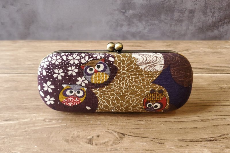 Owl Geometric Pattern Glasses Case, Pen Case, Clasp Case, Hard Shell Glasses Case - Eyeglass Cases & Cleaning Cloths - Cotton & Hemp 