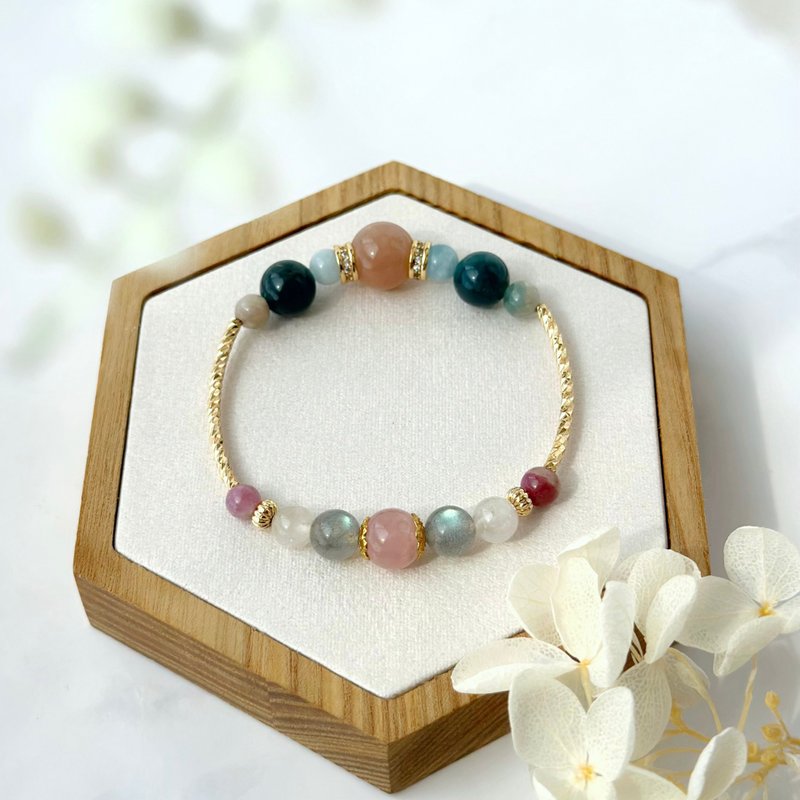 【晶礦手環】太陽石/磷灰石/摩根石/拉長石/月光石//彈性線手環 - 手鍊/手環 - 水晶 