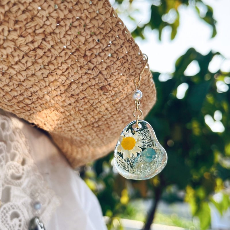 永生花 小小花耳飾 小星花圈 耳環 earring UV 樹脂 - 耳環/耳夾/耳骨夾 - 其他材質 