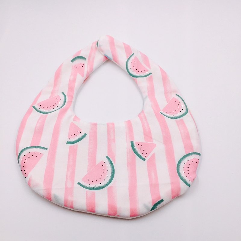 Cool watermelon striped bib double gauze saliva towel design full moon gift - Bibs - Cotton & Hemp Pink