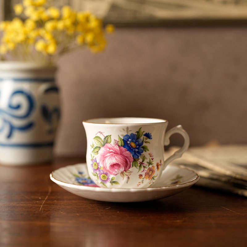 1995英國Old Foley芍藥花咖啡杯/茶杯組 - 咖啡杯/馬克杯 - 瓷 多色
