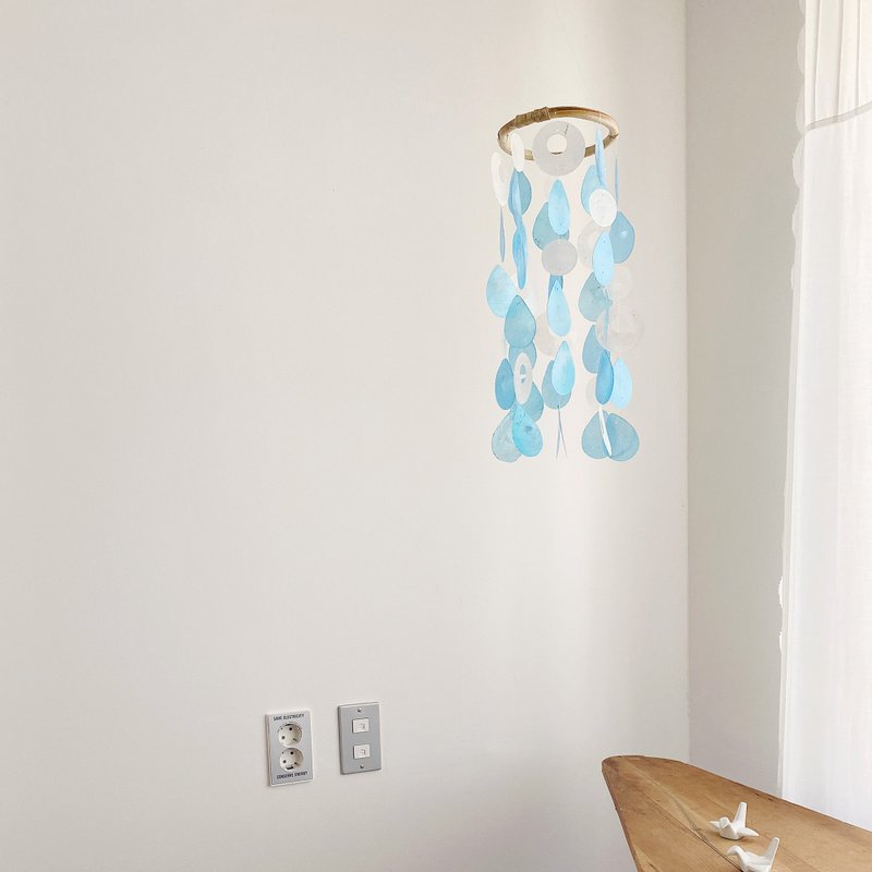 PRE-MADE | Dutch fountain-Raindrop Donut-Blue| Shell Wind Chime Mobile | #0-422 - 擺飾/家飾品 - 貝殼 藍色