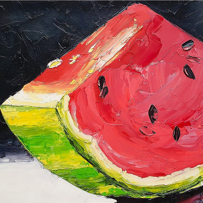 Watermelon Painting Red Fruit Original Art Botanical Artwork Vegetable Food Art - Posters - Other Materials Red