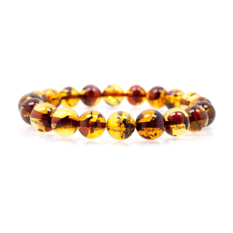 【正佳珠寶】花珀 頂級金透花珀 9.8-10.3mm 金花珀手珠 - 手鍊/手環 - 半寶石 多色