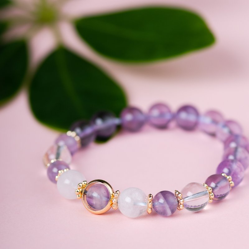 Lavender Amethyst Bracelet | White Ghost White Crystal 14K Gold Natural Crystal Bracelet Custom Gift - Bracelets - Crystal White