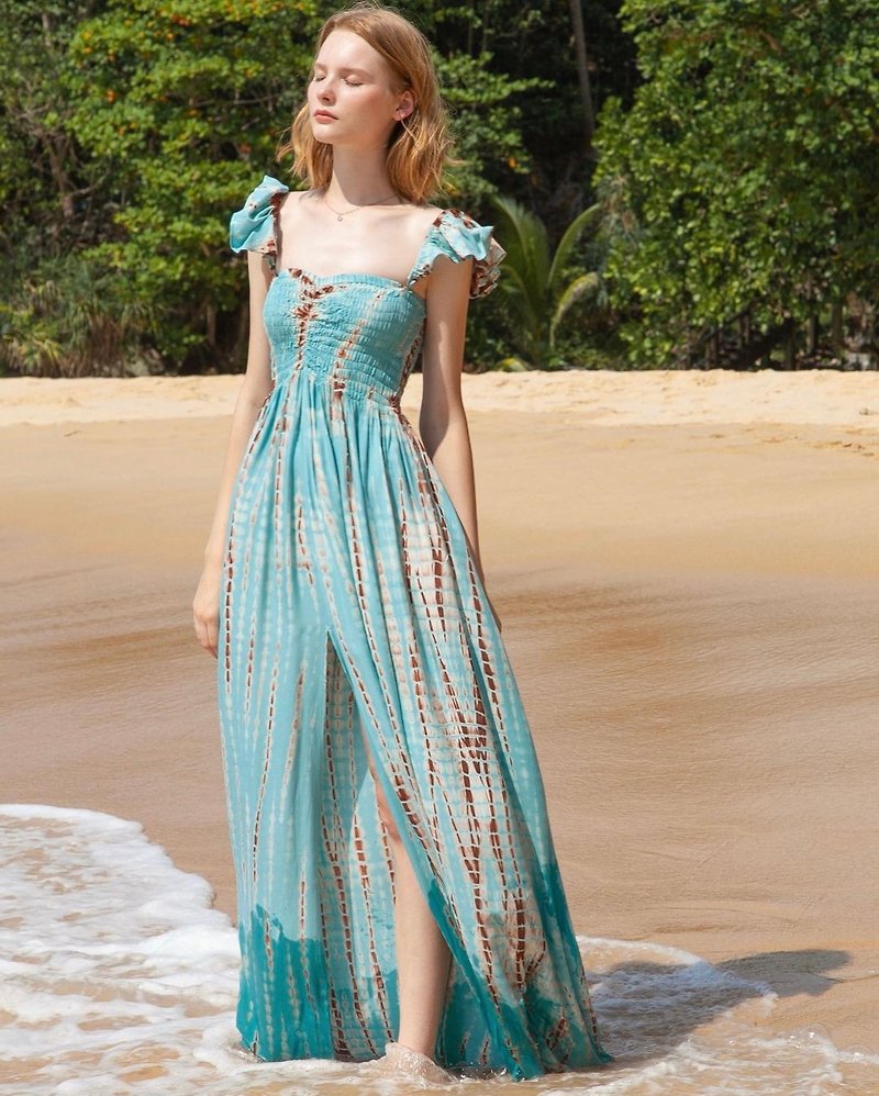 Handmade Cotton Tiedye Maxi Beach Dress - 連身裙 - 其他材質 