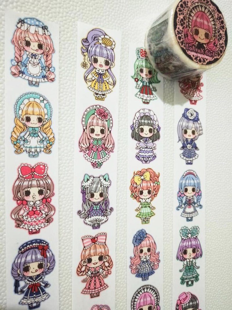 Lolita girl - paper tape - Washi Tape - Paper Multicolor