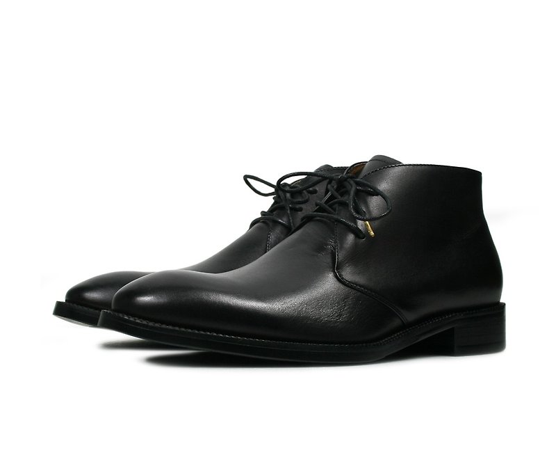 手染燻舊德比短靴-DD001-3 - 男款靴/短靴 - 真皮 黑色