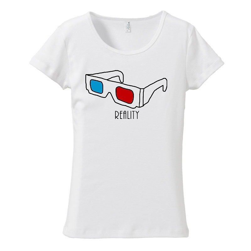 [Women's T-shirt] Reality - เสื้อยืดผู้หญิง - ผ้าฝ้าย/ผ้าลินิน ขาว