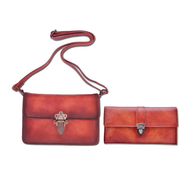 Goody Bag Leather Handmade Shoulder Bag / Wallets - Messenger Bags & Sling Bags - Genuine Leather Red