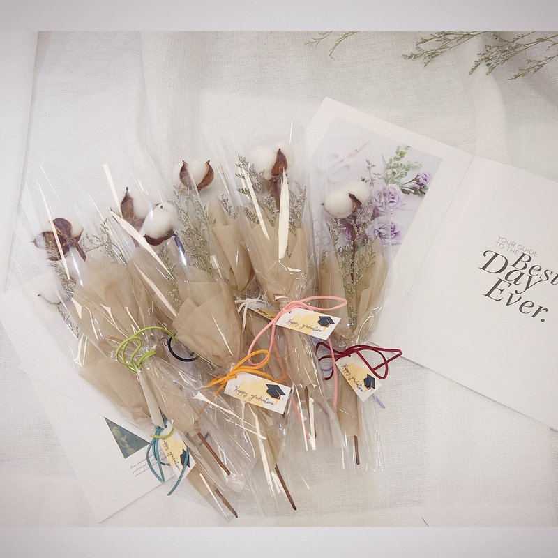 棉花單支畢業花束 /畢業花束/永生花/乾燥花束/棉花/花束 - 乾燥花/永生花 - 植物．花 白色