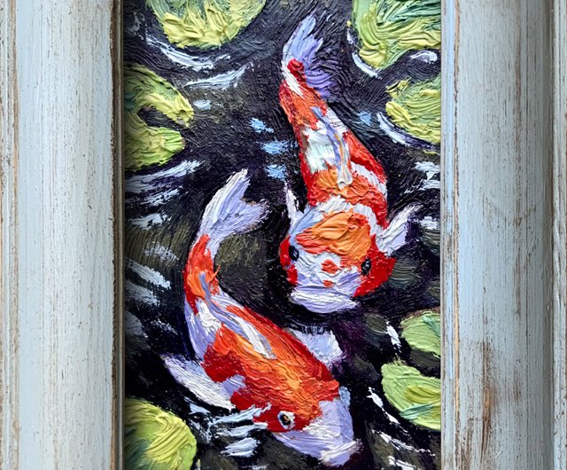 鯉の絵 オリジナル油絵 小さな壁アート ACEO 鯉魚畫 /油畫 /手繪 / 原創手工油畫 - ショップ AnaMaltzArts ウォールデコ・壁紙  - Pinkoi